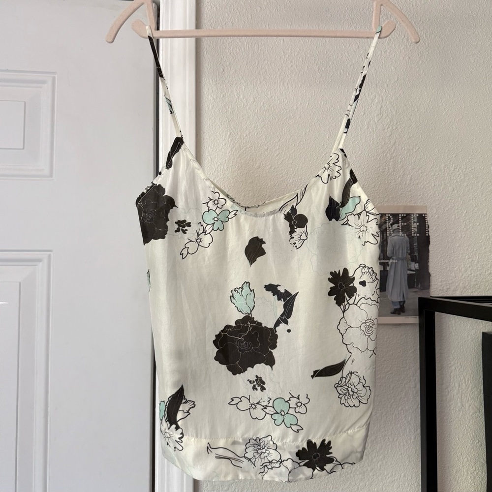 COCOON LA off white silk floral cami cropped tank top